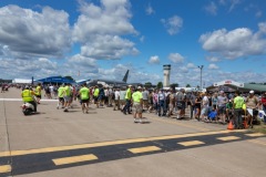 C-5 arrives push back the crowd